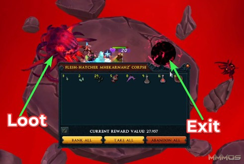 looting the boss and then clicking the exit portal